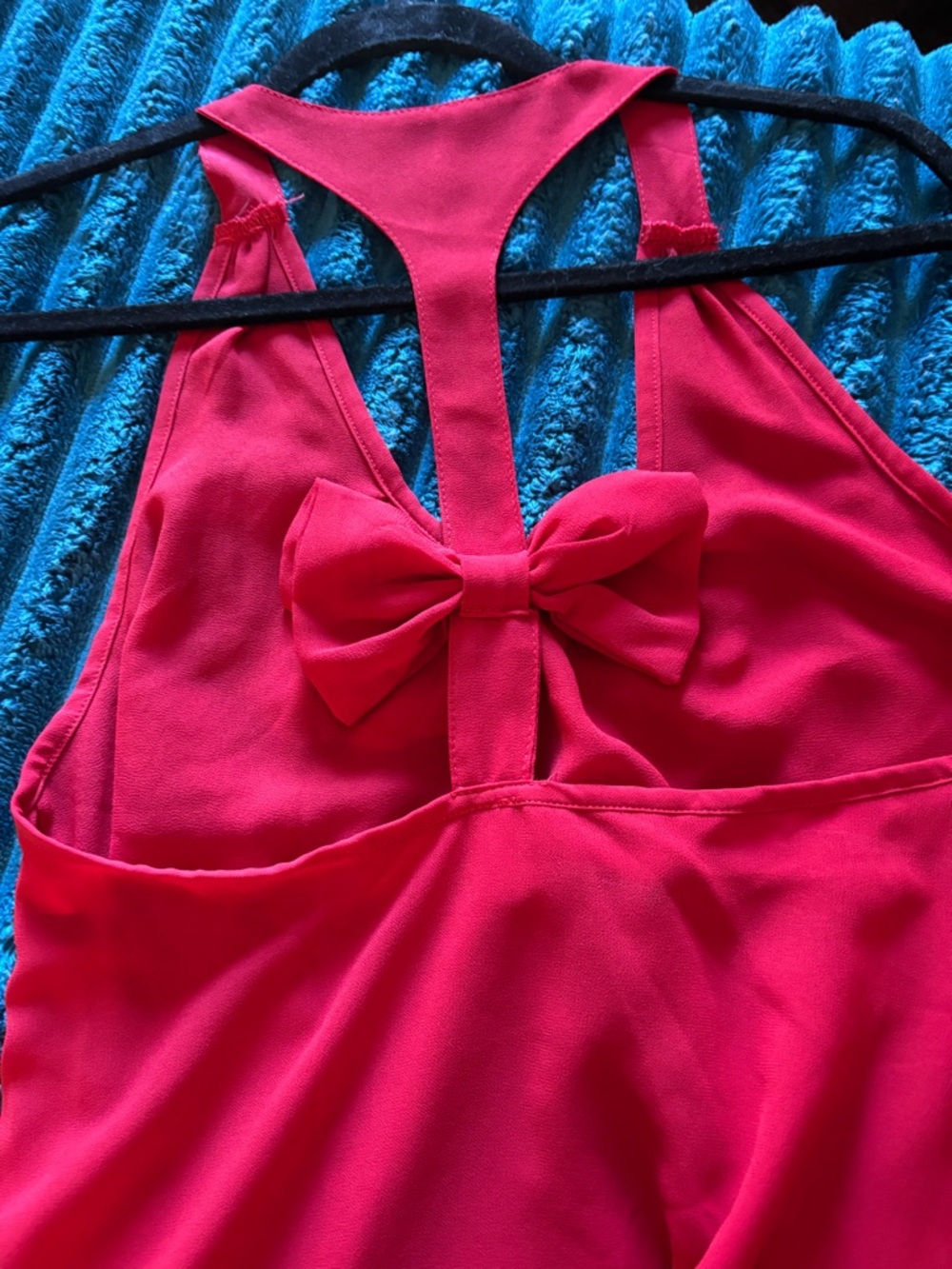 Flowy Red Racerback Sheer Dress - Picture 2 of 3